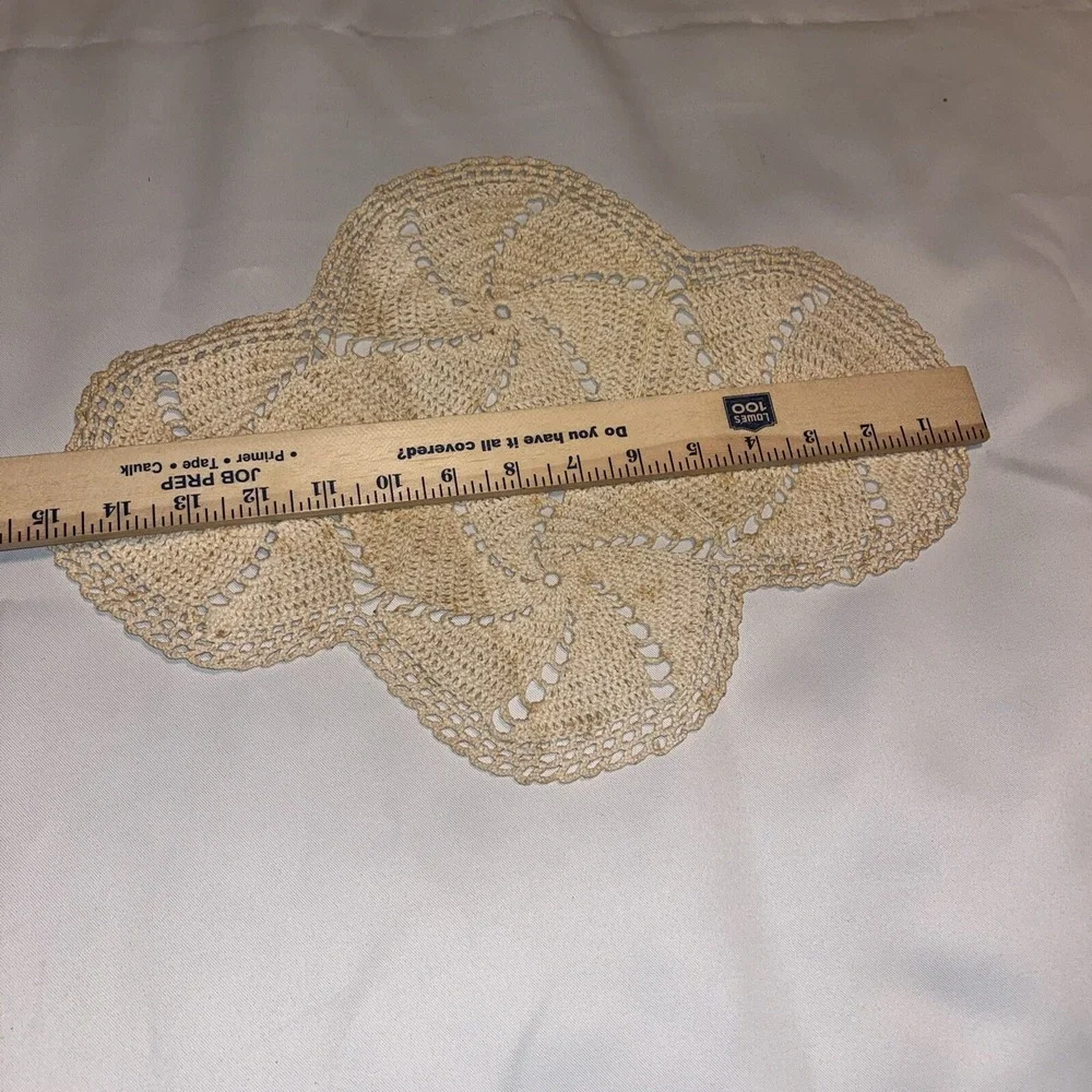 vintage lace doilies lot‎ of 2 , Coffee Stained, estate find